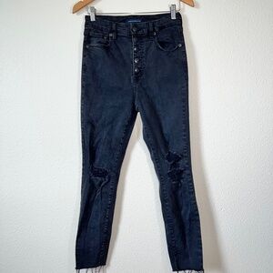 Aeropostale AERO Black Exposed Button Fly Super Hi Rise Curvy Jegging Jeans 8
